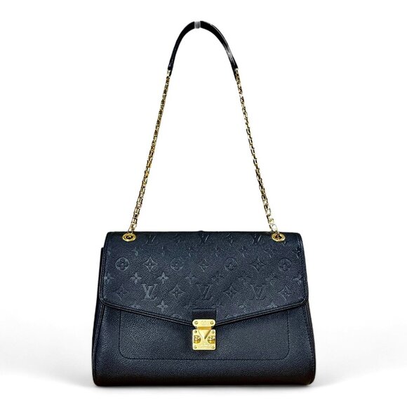 LOUIS VUITTON St Saint Germain MM Empreinte Black Leather Chain Shoulder Bag LV - Picture 1 of 16